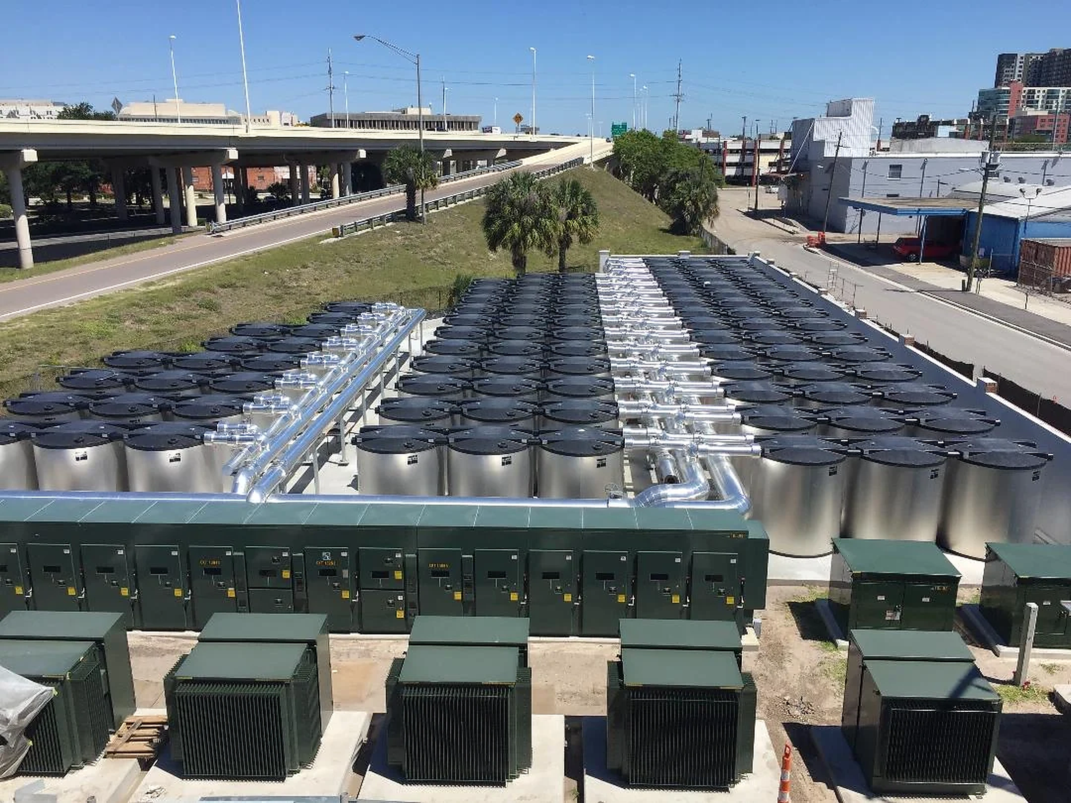 Rooftop array of mechanical cooling equipment