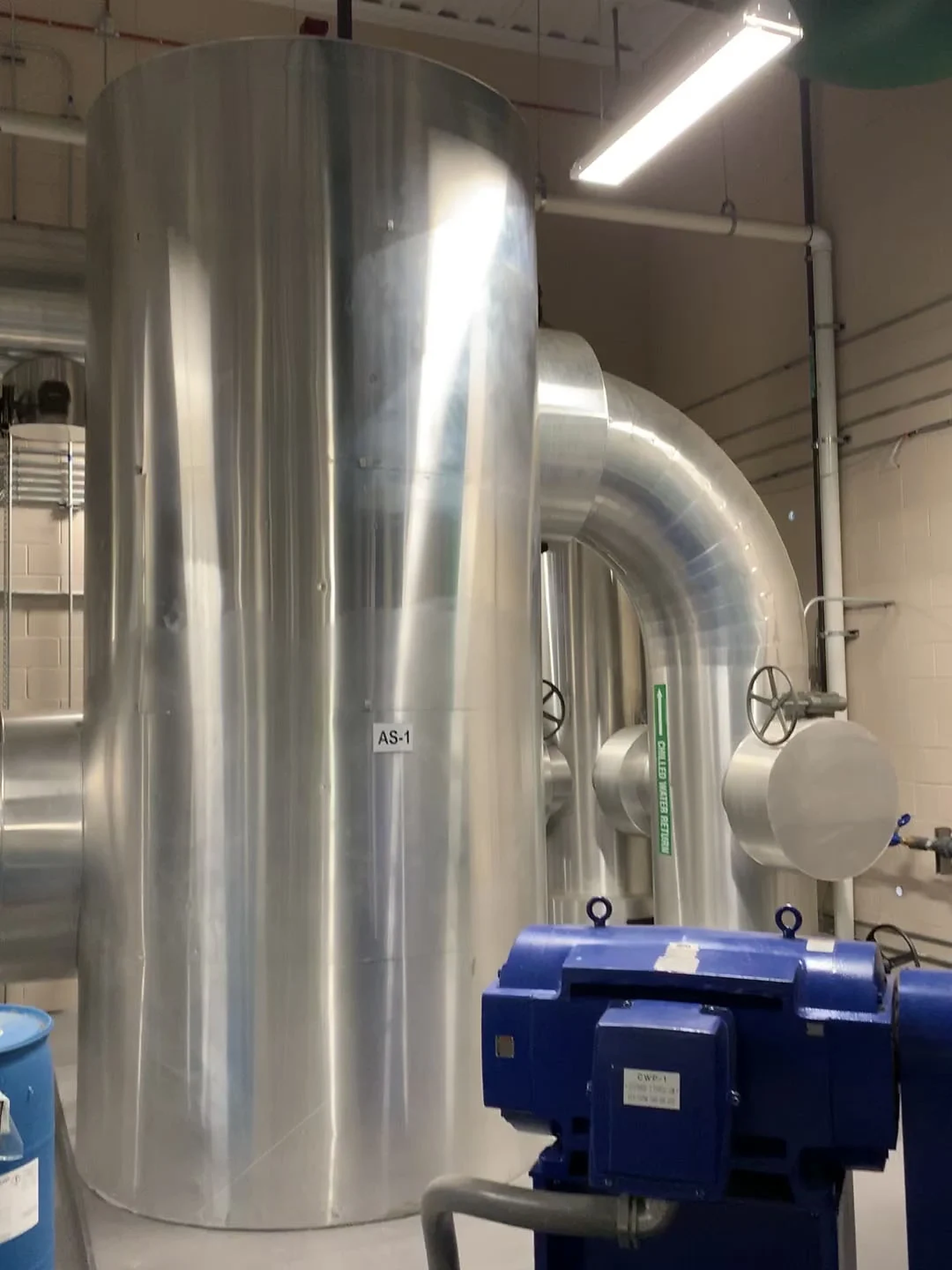 Installed mechanical piping and connections in a Blume project