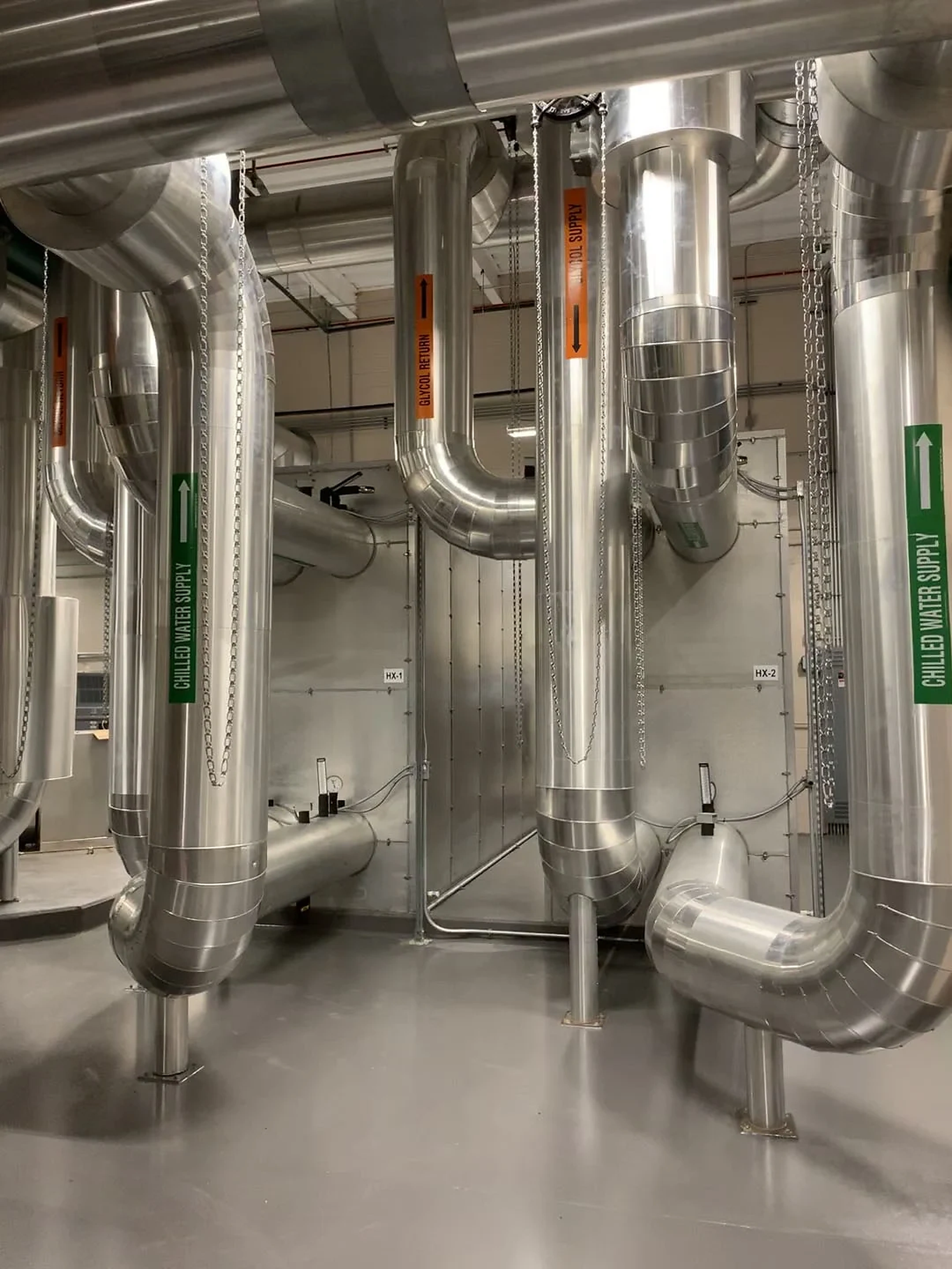 Installed mechanical piping and connections in a Blume project